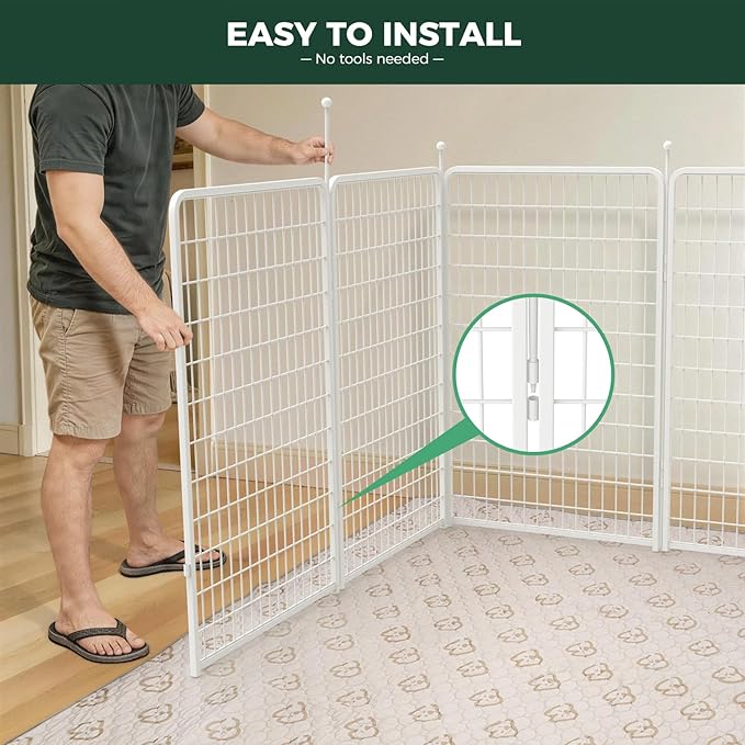 FXW Rollick Unleashed Dog Playpen for Indoor, Yard, RV Camping, 50 inch 32 Panels for Large Dogs, White│Patented