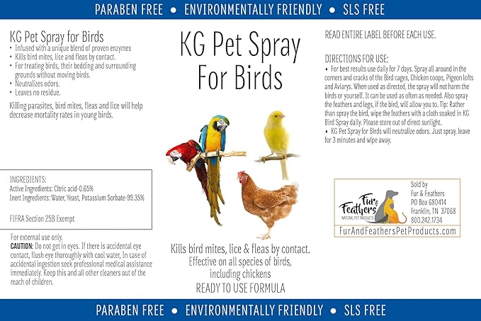KG Pet Spray for Birds - Ready to Use Formula 32oz