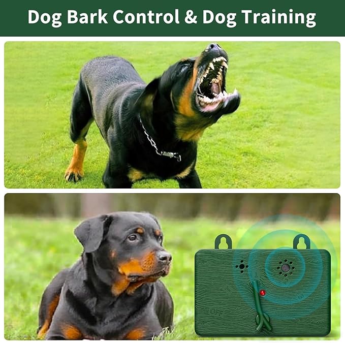 Anti Barking Devices for Dogs - 50FT Automatic Stop Dog Barking Control Devices - 4 Modes Ultrasonic Anti Barking Box - Sonic Stop Bark Devices - Home/Garden/Indoor/Outdoor/Neighbor's Dogs (Green)