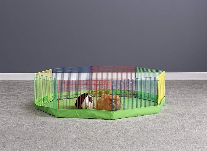 Prevue Pet Products Multi-Color Small Pet Playpen - Small Animal Pen for Rabbits, Guinea Pigs, Hamsters, Tortoises, Bunny Enclosure, Easy to Assemble, Indoor & Outdoor Play - Multi-Color