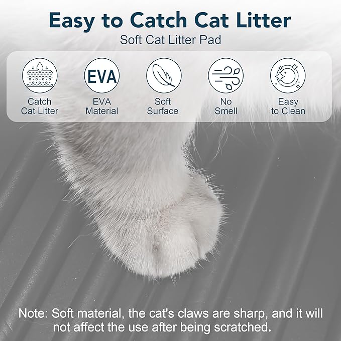 UPSKY Cat Litter Mat, Large Kitty Litter Trapping Mat Soft on Kitty Paws, Litter Box Mat Keep Floor Clean, 31" x 24" Waterproof and Washable Trapping Mats Catcher Pad for Scatter Control