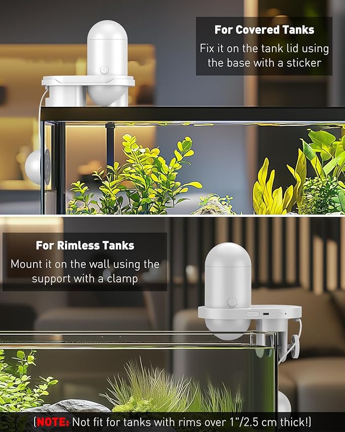 Pawfly WiFi Automatic Fish Feeder for Aquariums, Smart Auto Fish Food Dispenser with App Control 2.5 K HD Video & Timer, 230 mL Vacation Feeder for Powder Pellets & Small Pillars, USB Powered