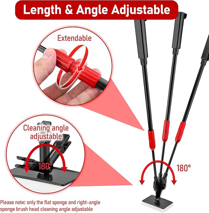 6 in 1 Aquarium Cleaning Tool Algae Scraper for Fish Tank Cleaning | Professiona Fish Tank Cleaning Tool Including Brush Sand Rake Pad with Telescopic Handle Tank Glass Cleaner Kit