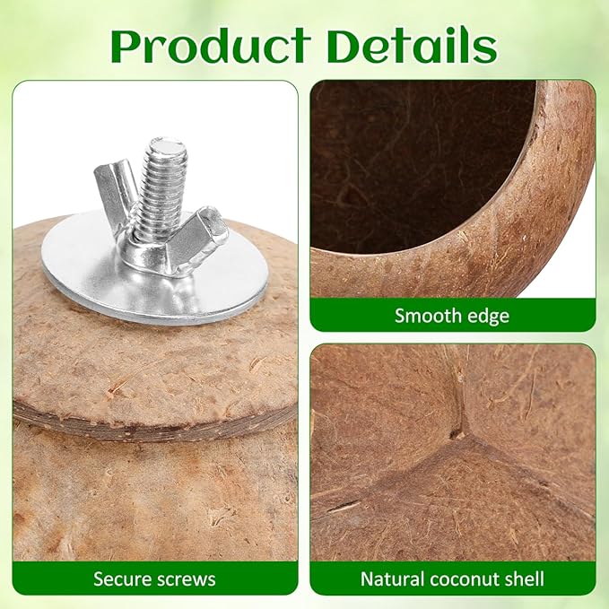 Balacoo Coconut Bird Nest for Cage: Natural Coconut Shell Parakeet Nesting Box, Parakeet Breeding Hut - Bird Cage Accessories for Budgies Cockatiel Conure Lovebirds
