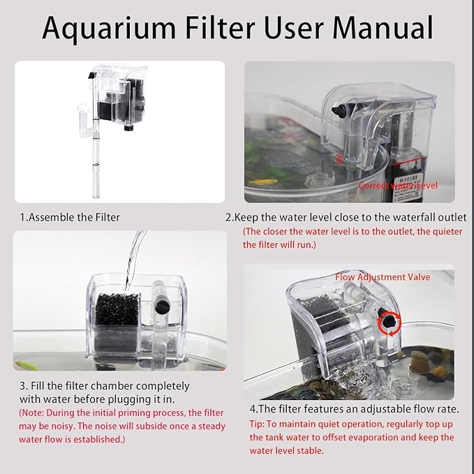 1.7 Gallon Aquarium Starter Kit Complete Small Fish Tank with LED Light & Quiet Filter for Betta, Mini Desktop Acrylic Tank, Ideal for Shrimp Guppy Jellyfish Goldfish, Office, Home, or Gift