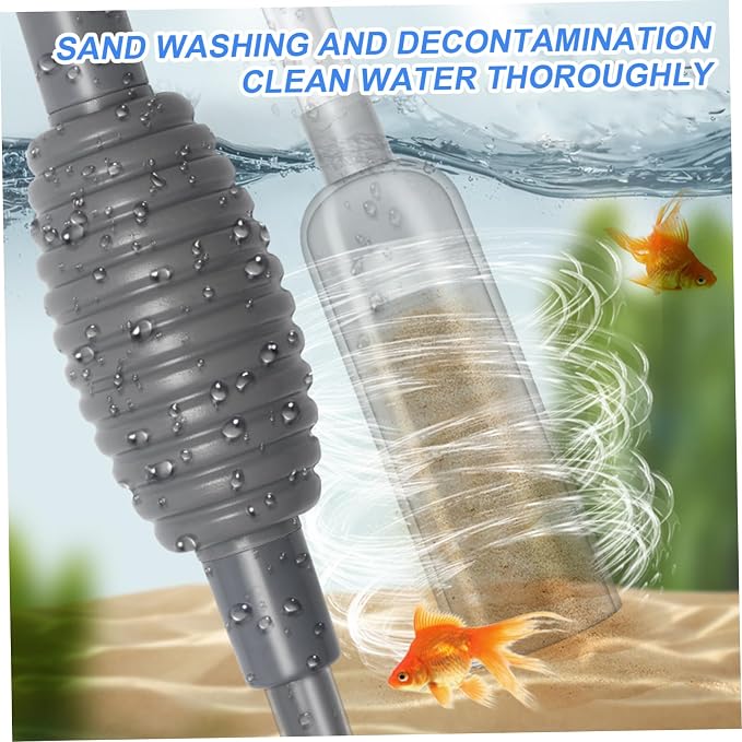Fish Tank Vacuum Gravel Cleaner with Manual Pump – Flows Adjustable Aquarium Siphon with 3 Different Nozzles Water Changer for Home