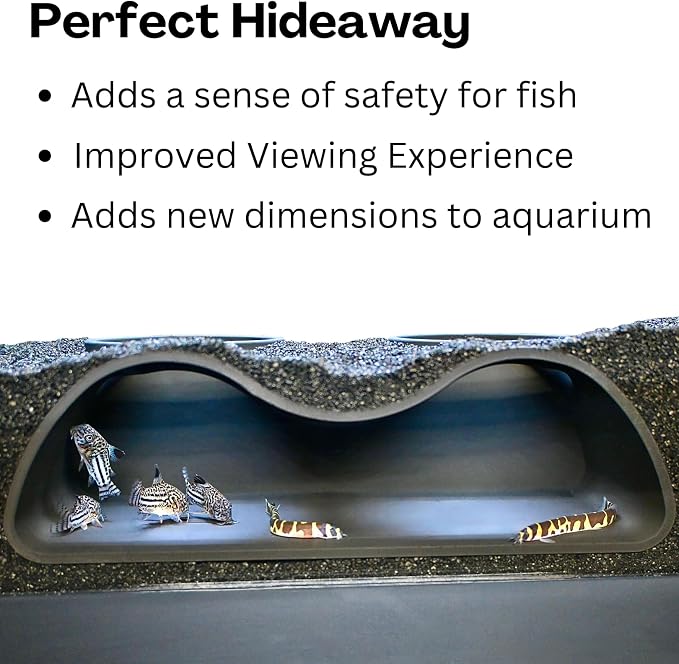 Aquarium Underground Tunnel Cave Natural Curve Two Hole | Viewing Fish & Shrimp Under Gravel Tunnel | Fish Tank Decor Decoration Hideout Perfect for Corydora Catfish, Kuhli Loach, Pleco