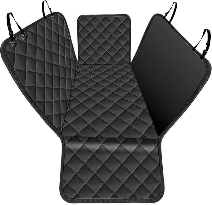 KITPLUS Dog Car Seat Cover for Pets Waterproof Seat Cover Hammock Nonslip Durable 600D Heavy Duty Scratch Proof Soft Back Seat Covers for Cars Trucks and SUVs, Black