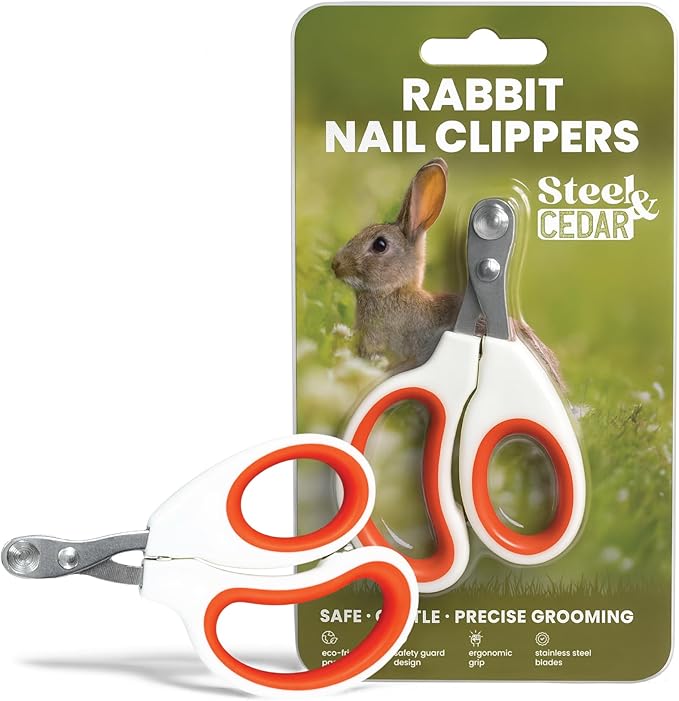 Steel & Cedar™ Rabbit Nail Clippers – Safe, Gentle Pet Nail Trimmer for Rabbits, Bunnies, Guinea Pigs, Ferrets & Small Animals – Stainless Steel Blades, Non-Slip Grip, Easy At-Home Grooming