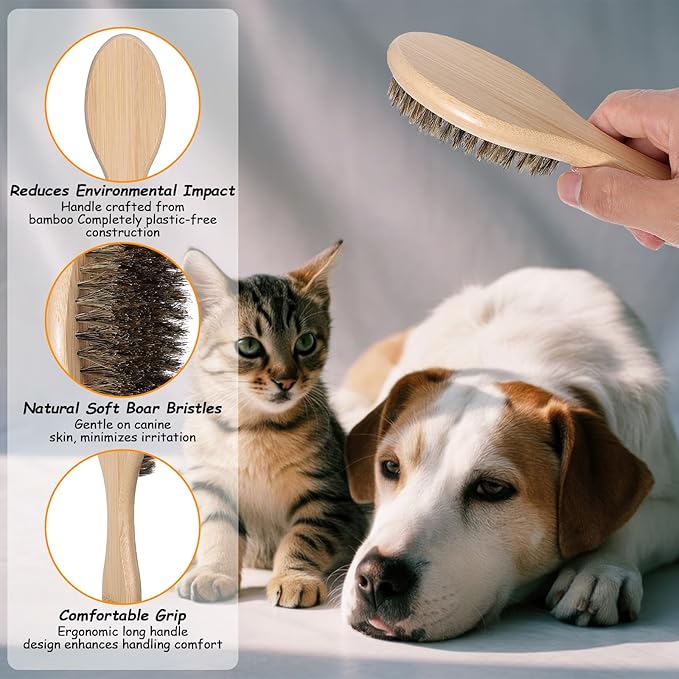 Bristle Dog Brush for Short Haired, Gentle Deshedding & Grooming Tool, Ideal Pet Hair Brush Puppy Essentials for Grooming and Shedding, Short Hair Dog Brushes