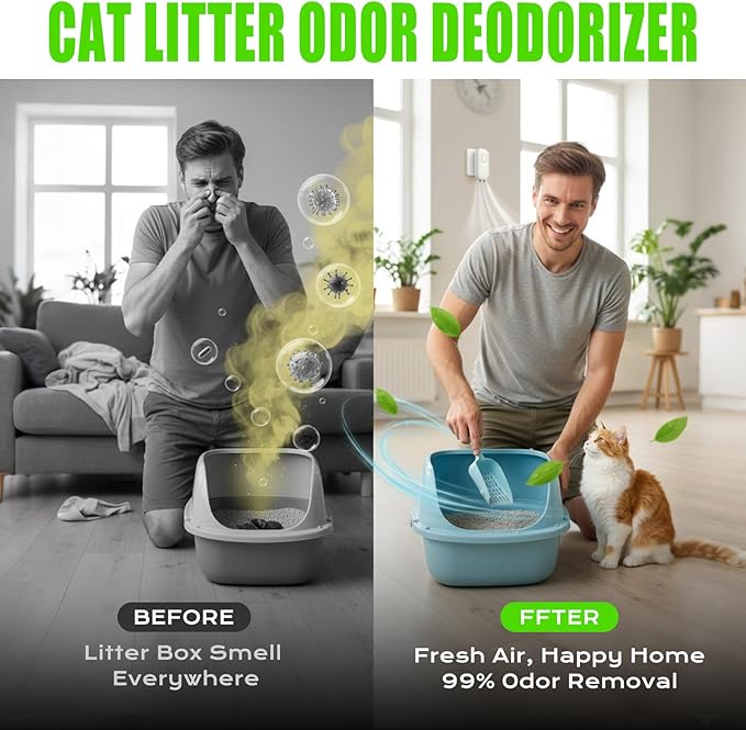 Cat Litter Deodorizer, Plug In Negative Ion Odor Eliminator, Filter-free Air Purifier for Pets, Bedroom, Office, Toilet, Wardrobe, Shoe, Quiet Portable Mini Air Purifier
