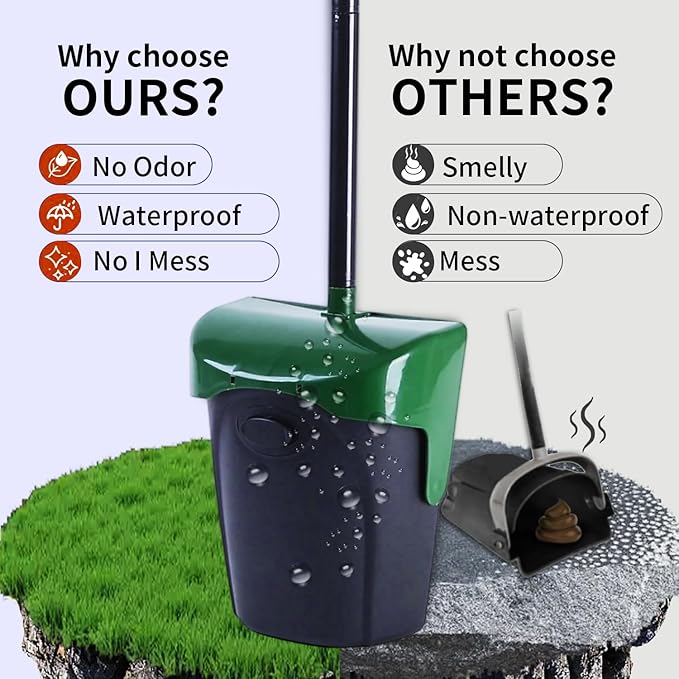 ienjoyed Pooper Scooper Large Swivel Bin & Rake with 160 Waste Bags,Heavy Duty Dog Pooper Scooper with Bag Attachment for Dogs, Long Handle Poop Scooper with Lid for Yard, Grass, Gravel(Dark Green)