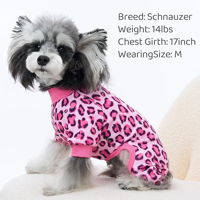 XPUDAC 4 Pack Dog Pajamas Pink Dog Clothes for Small Medium Dogs Girl Breathable Stretchy Pjs Jammies Outfit Puppy Onesies, L