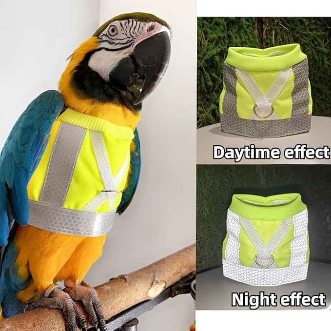 Pet Parrot Bird Harness and Leash, Adjustable Training Design Anti-Bite, Bird Nylon Rope for Parrots, Waterproof and Reflective, Suitable for Macaw Cockatoo Cockatiel Lovebird Conure African Grey (L)
