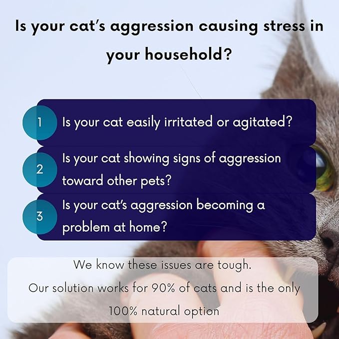 Cat Aggression Relief Calming Collar, Natural Anxiety Relief, Breakaway Vet-Approved Relaxer, Pet-Safe Collar with Essential Oils (Light Blue - Myrrh)
