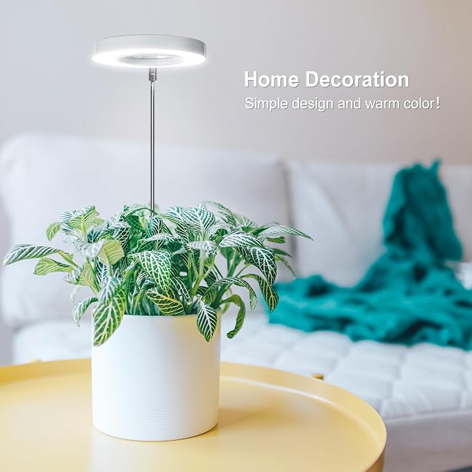 LORDEM Full Spectrum LED Grow Light for Indoor Plants | Height Adjustable, Auto On/Off Timer 4/8/12H, 4 Dimmable Brightness, Ideal for Small Plants