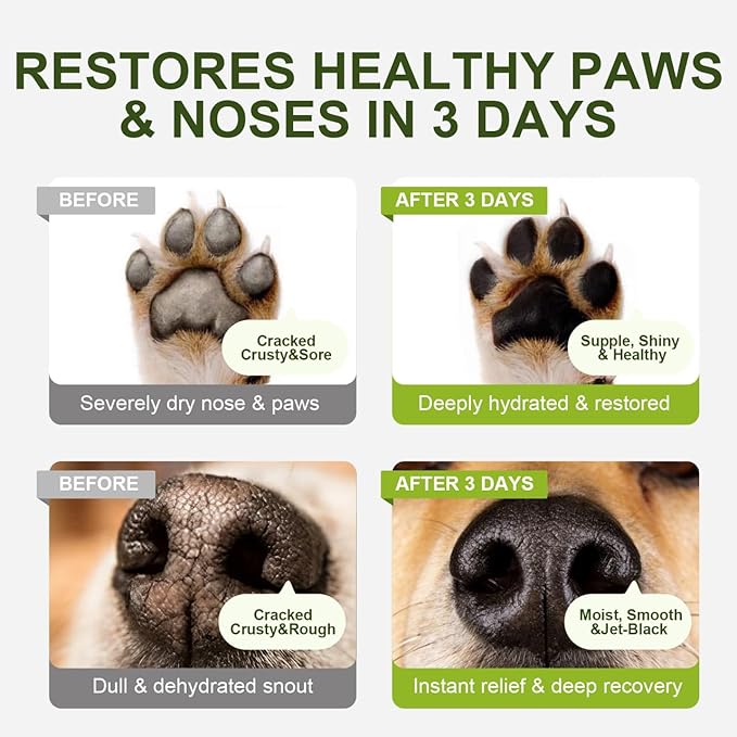 Paw and Nose Balm Stick for Dogs Cats Horse Lick-Safe Roll-On | Natural Moisturizer with Avocado Oil and Vitamin B5 | Paw Protector for Hot Pavement & Ice Melt 30ml