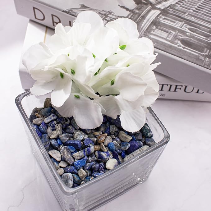 Crystals Chips Bulk Crushed Quartz Lapis Lazuli Stones 0.5 Lb/230g, Natural Irregular Shaped Healing Gravels Pebbles Decorative Stones for Fish Tank||Vase Filler|Succulent Plants Decor
