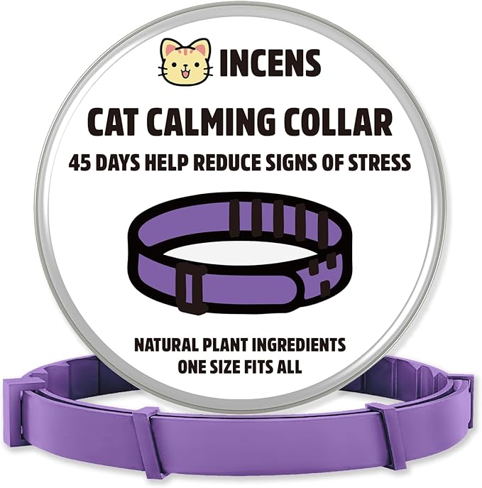Calming Collar for Cats, Cat Calming Collar Anxiety Relief Adjustable,Essential Oil Collar with 45 Days for Kitten Medium Large Cats purple-1Pcs