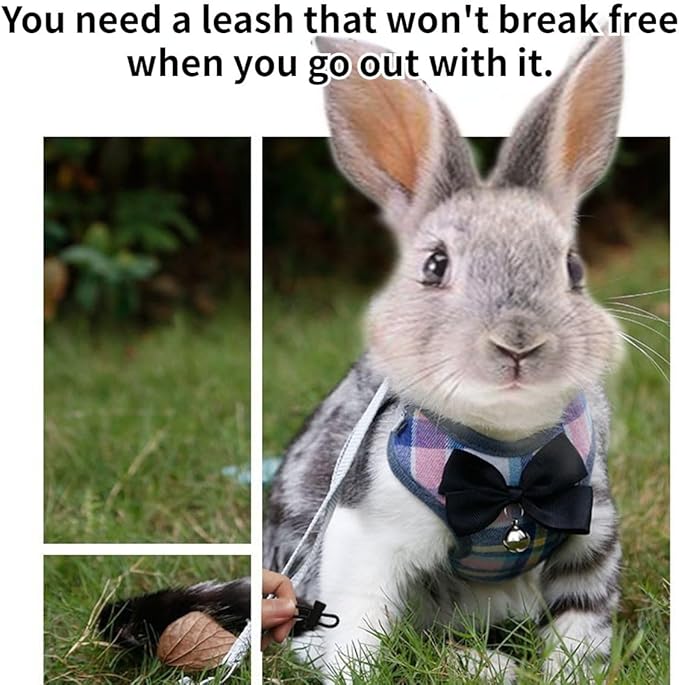 Pet Harness,Rabbit Harness and Leash Set, Cute Mesh Breathable Pet Vest Outdoor Camping Hiking Training, Bunny Jacket for Small Kitten, Puppy, Small Animal (Pink Dot,S)