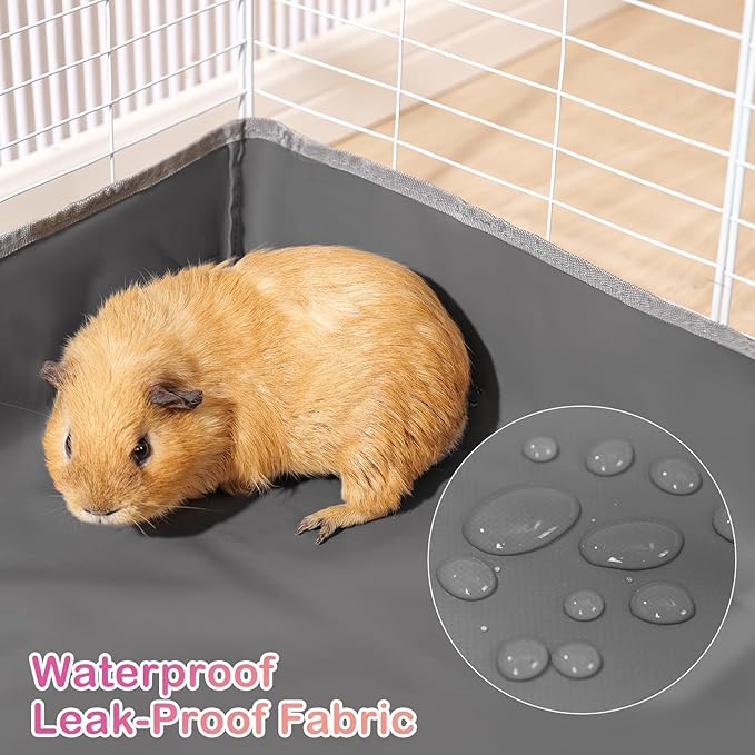 Funfurry Waterproof Guinea Pig Cage Liner,Washable Tarp Bottom Base,Cage Liners for Small Animals,Hamster Chinchilla Hedgehog Ferret Rabbit. (Dark Grey-Paw, 28" X 56")
