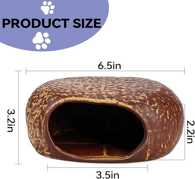 Hamster Hideout, Gerbil Bed Ceramic House for Hamster Guinea Pig Hideout and Hideouts for Syrian Dwarf Hamsters Guinea Gerbils Lemmings or Other Similar-Sized Small Pet Small Animal Bed
