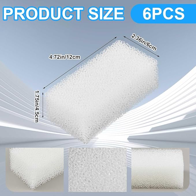 Threlaco 12 Pcs Compatible with Aquaclear 50 Foam Filter Inserts, for Filtering Mechanical and Biological Media, Keeping the Water Tank Clean and Fresh