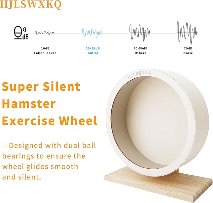 15in Large Hamster Silent Exercise Wheel – Wooden Chinchilla Wheel with Removable Washable Track, Quiet Wheel for Hedgehog,Rat,Syrian Hamster（15in）