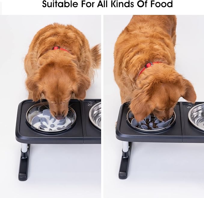 Keegud Slow Feeder Dog Bowls Insert [Octopus Suction Cups] Super Firm Slow Eating Dog Bowl [Cuttable] for Large Breed and Medium Size Dog Compatible with Regular and Elevated Dog Bowls (Flower)