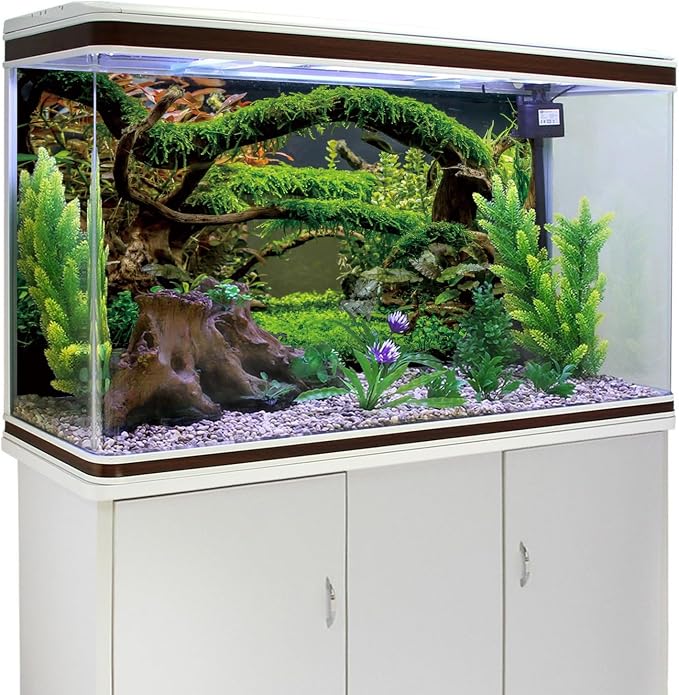 48x24 in Arch Branch Aquarium Backdrop Aquatic Plant Fish Tank Background | AWERT Moss Driftwood River Bed & Lake Terrarium Background Vinyl
