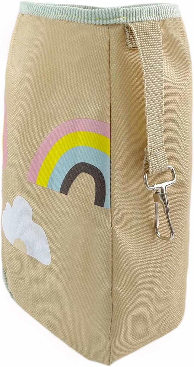 Rabbit Hay Feeder Bag for Guinea Pigs and Chinchillas | Cute Rainbow Design, Washable Oxford Cloth, Single Hole Timothy Hay Holder