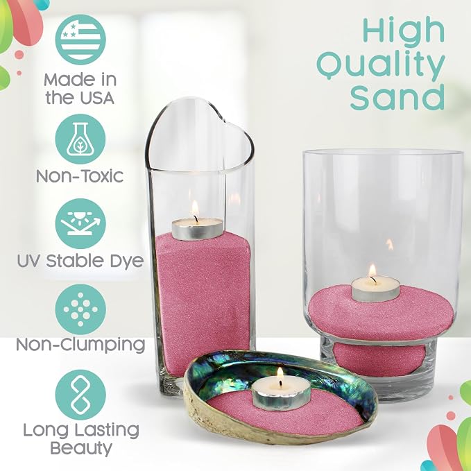 Pink Unity Sand, 1 LB (16 oz), Colored Sand for Weddings, Vase Filler, Home Décor, Crafts, Terrariums, and More