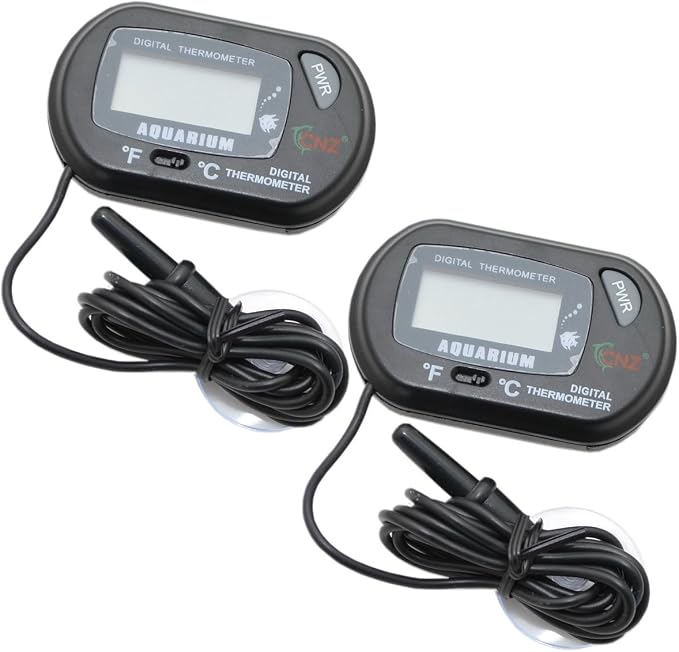CNZ Digital LCD Thermometer for Aquarium Fish Tank Vivarium Reptile Terrarium (2-Pack)