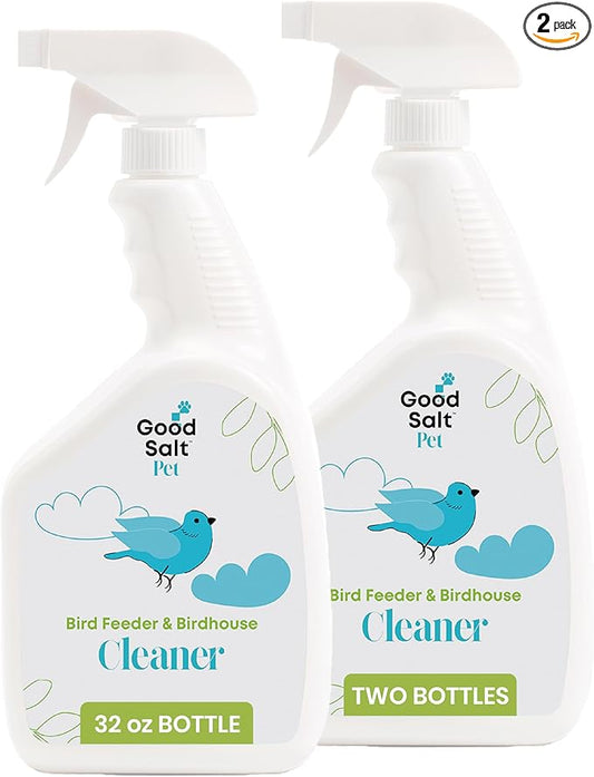 Good Salt Pet Bird Feeder & Birdhouse Cleaner, Natural Bird-Friendly Spray Formula, Made in the USA, 32 Ounce Bottle, 2-Pack