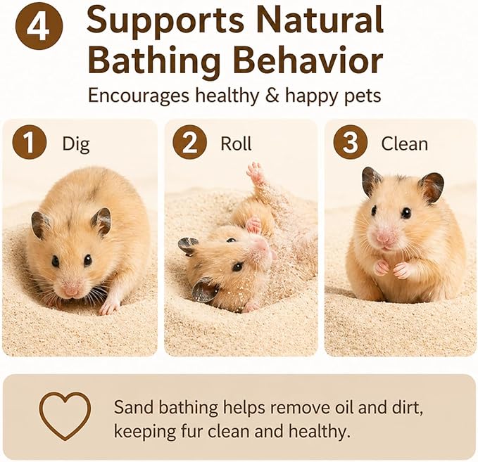 Meow&Woof Hamster Sand, 2.2lbs Chinchilla Dust Bath, 100% Natural Desert Sand for Hamster, Chinchilla, Gerbil, Syrian Mice, Small Animals Bath and Potty Litter, No Dust