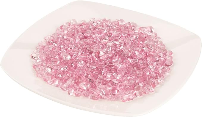 WAYBER 1 Pound Tumbled Sea Glass Pebbles Decorative Glass Stones, Pink | Vivid Long-Lasting Hues, Lustrous Polished Finish, Non-Toxic Material, Ideal for DIY Crafts & Home Decorations