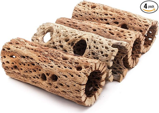 3 to 48 Inch All Natural Teddy Bear Cholla Wood Extra Hollow Large Untreated Organic Aquarium Driftwood Decoration Chew Toy Shrimp Crab Multi-Quantity (4 Pieces, 6 inch)