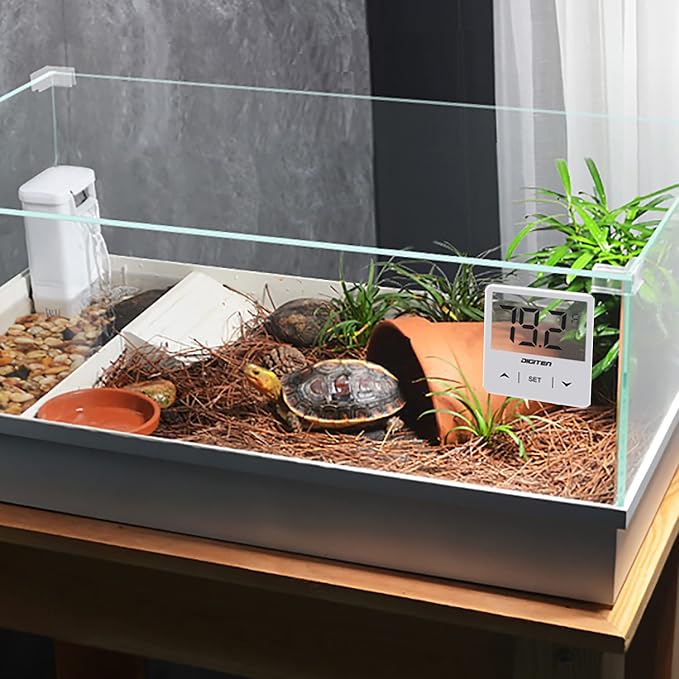 Digital Aquarium Thermometer, Fish Tank Thermometer with Large LCD Display, Stick-on Tank Temp Sensor Ensures Accurate Reading, No Wires C/F Switch