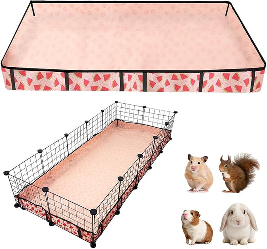 Waterproof Guinea Pig Cage Liners, Washable & Reusable Small Animal Cage Mat, for Rabbit, Hamster, Chinchilla, Hedgehog (Watermelon),C&C 24x60 inches