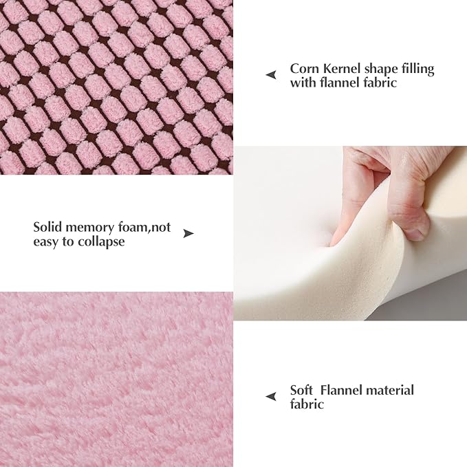 BVAGSS Reversible Dog Crate Pad, Memory Foam Pet Bed Mat, Soft Warm Machine Washable Sleeping Kennel Mattress for Small Medium Dogs XH079 (36''x23''x1.6'',Pink)