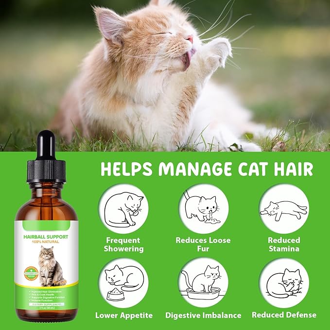 Hairball Relief for Cats, Natural Cat Hairball Treatment with Natural Ingredients & Vitamins - Kitten Furball Treatment, Supports Skin & Coat, Digestion, Immune Support for All Cats (2)