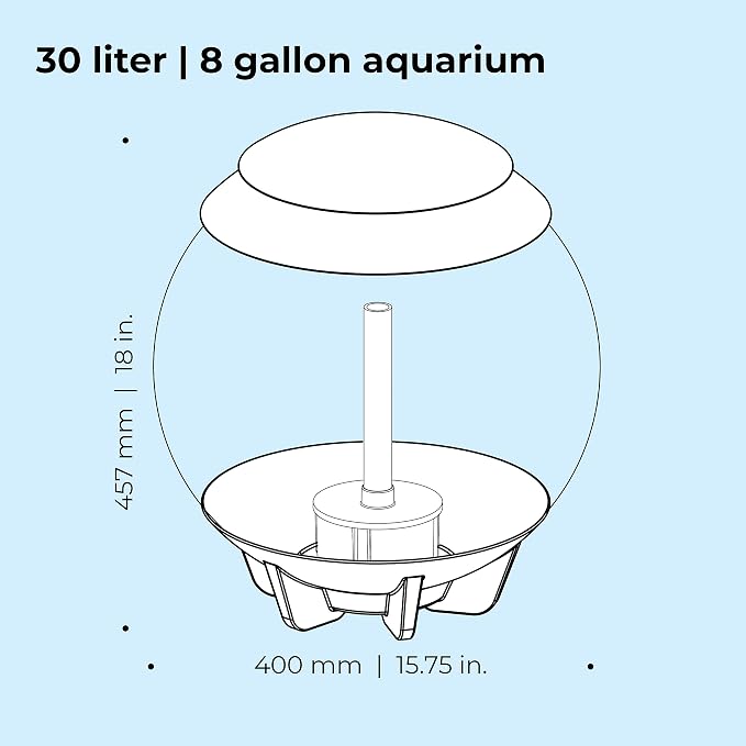biOrb Halo 30 Acrylic 8-Gallon Aquarium with Multi-Color Remote-Controlled LED Lights Modern Tank for Tabletop Display, White