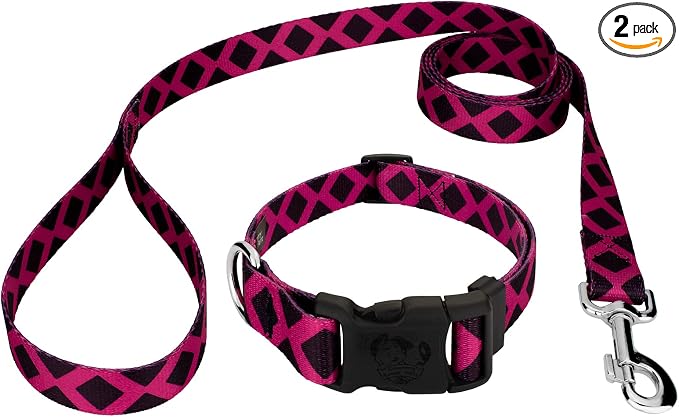 Country Brook Petz - Deluxe Fabulous Lattice Collar and Leash Limited Edition - Plaid and Argyle Collection Featuring Charming Designs (5/8 Inch, Small)