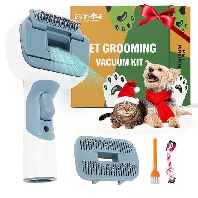 Dog Cat Brush for Shedding and Grooming,Two Replacement Heads,Massage the skin,Easy to Clean Comb for Long Short Haired Pets,use with Vacuum,Compatible with 32mm&35mm Universal Vacuum