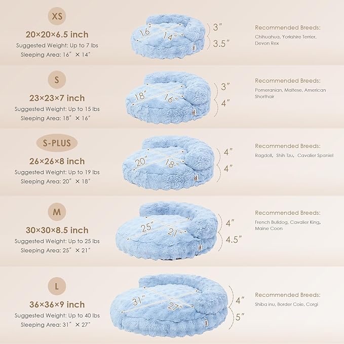 EHEYCIGA Dog Bed Medium Size Dog, Fluffy Small Dog Couch with Removable Washable Cover, Bolster Pet Sofa, Waterproof and Non-Slip, 30" x 30"x 8.5", Blue