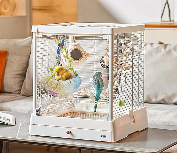 Hanging Bird Hammock for Cage Warm Plush Hanging Bird Bed Bird Snuggle Hut Parrot Hanging Sleeping Bird House for Parakeet, Conure, Budgie, Cockatiel, Lovebird, Finch, Hamster-Pink