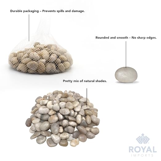 Royal Imports River Rocks, Aquarium Gravel – Light 1"- 1.5" - 5 lbs | Decorative Ornamental Vase Filler Pebbles for Potted Plants, Terrariums, Vases, Succulents, Fish Tank Gravel, DIY & Crafting