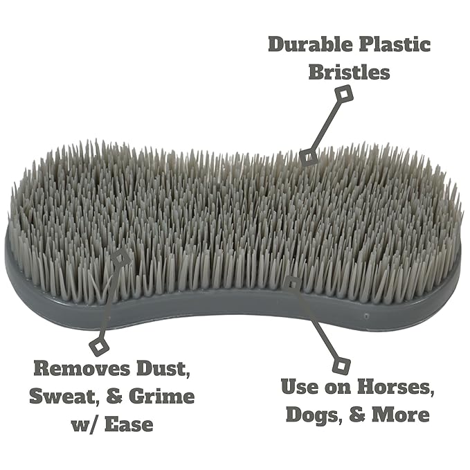 Intrepid International Magic Horse Brush Horse Grooming Kit w/Durable Plastic Britsles, Horse Brushes for Grooming, Grey