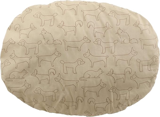 Richell: Oval Pet Bed - Medium Brown - Dogs & Cats, Flexible Waterproof Plastic Frame, Washable Polyester Cushion Size 21.7x16.1x2.2