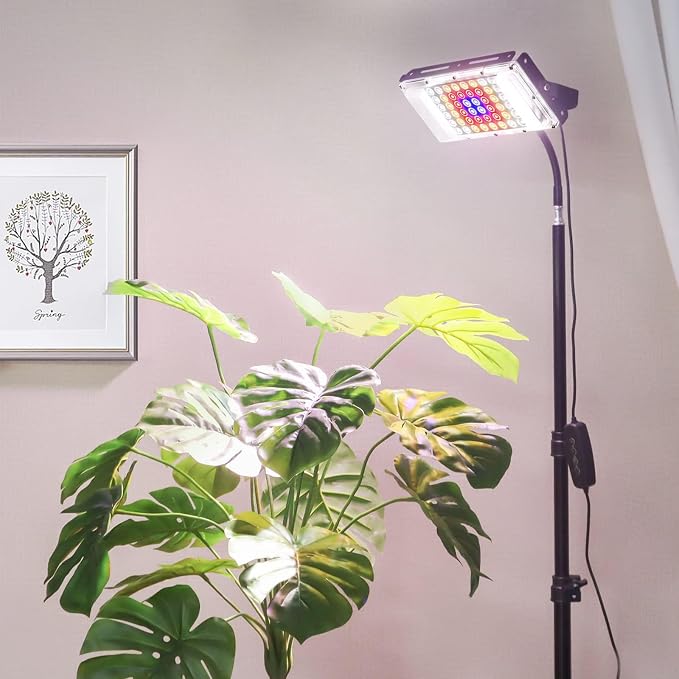 LBW Grow Light with Stand, Full Spectrum Floor Grow Light for Indoor Plants | 4H/8H/12H Auto Timer, 6 Dimmable Brightness, Floor Grow Lamp with 63" Adjustable Tripod, Ideal for Tall Plants